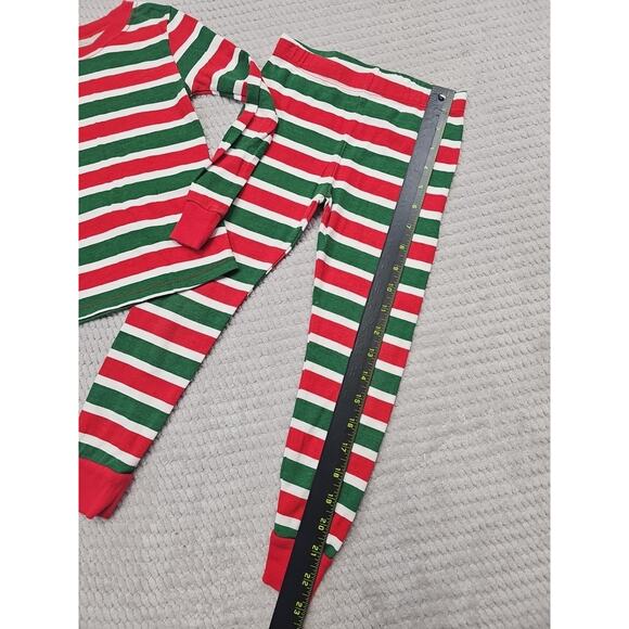 Holiday Time Christmas Pajama Set Kids Size 5 Green White Red Stripes - Picture 4 of 8